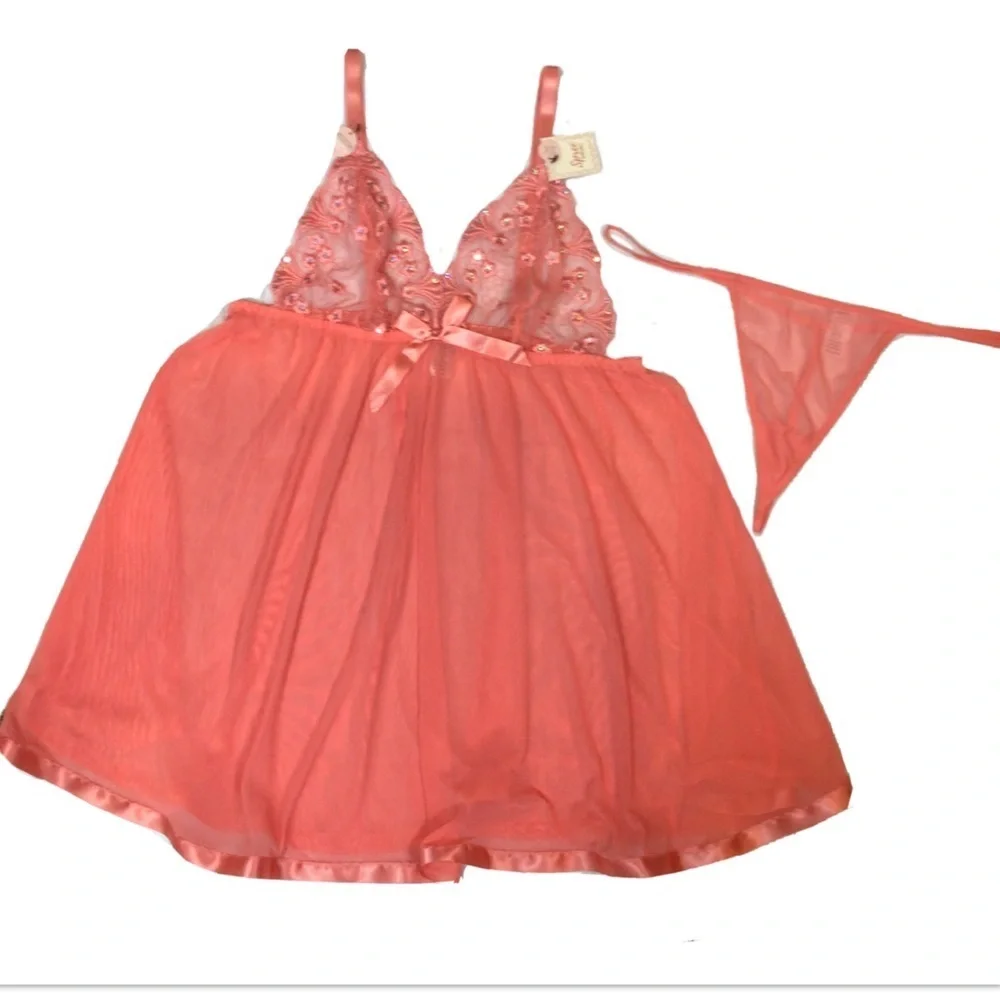 Spree Intimates Persimmon Babydoll Nightie Set